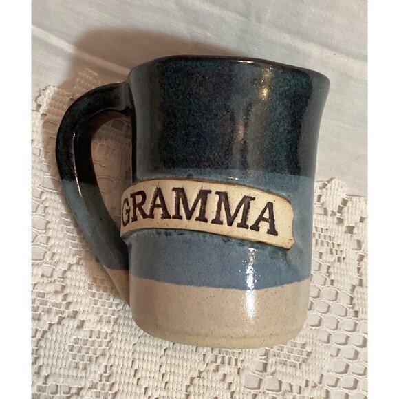 GRAMMA Coffee Mug Stegall Studio Art Pottery Hand Thrown Blue Stoneware - Picture 3 of 6